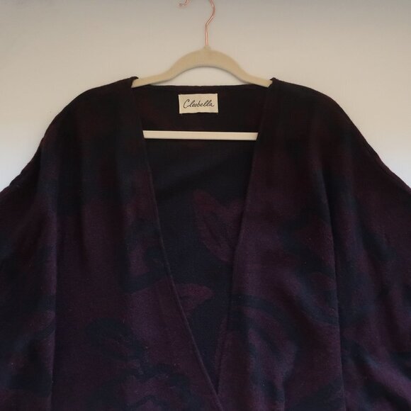 𝅺Cleobella Burgundy & Black Tassel Cape / Wrap / Scarf from Rachel Zoe St… - Picture 12 of 13